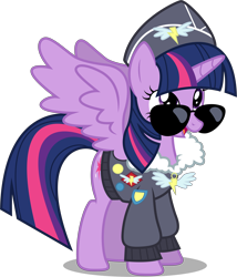 Size: 5792x6781 | Tagged: safe, artist:thisismyphotoshoppin, derpibooru import, twilight sparkle, twilight sparkle (alicorn), alicorn, pony, testing testing 1-2-3, .ai available, absurd resolution, ancient wonderbolts uniform, clothes, commander easy glider, female, hat, jacket, mare, outfit, simple background, solo, sunglasses, transparent background, uniform, vector