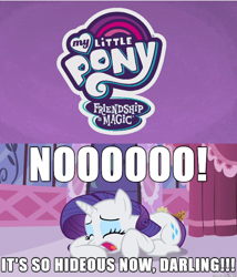 Size: 610x712 | Tagged: safe, rarity, pony, unicorn, change, image macro, logo, meme, my little pony, my little pony logo, obligatory pony, opinion, overreaction, ruined, ruined forever