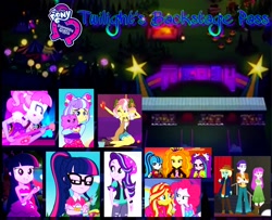 Size: 1896x1536 | Tagged: safe, edit, edited screencap, screencap, adagio dazzle, aria blaze, dirk thistleweed, kiwi lollipop, nolan north, pinkie pie, princess thunder guts, sci-twi, sonata dusk, starlight glimmer, sunset shimmer, supernova zap, twilight sparkle, twilight sparkle (alicorn), vignette valencia, alicorn, better together, choose your own ending, eqg summertime shorts, equestria girls, inclement leather, inclement leather: vignette valencia, lost and pound, lost and pound: spike, mirror magic, sunset's backstage pass!, spoiler:eqg specials, clothes, fanfic, fanfic art, fanfic cover, guitar, how to backstage, pajamas, phone, postcrush, puppy, the dazzlings