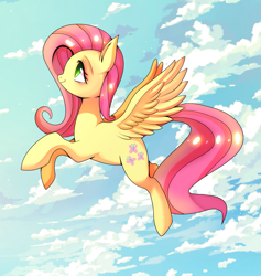 Size: 1587x1676 | Tagged: safe, artist:hosikawa, fluttershy, pegasus, pony, female, flying, mare, solo