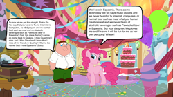 Size: 1024x576 | Tagged: safe, pinkie pie, family guy, peter griffin, text, unfunny, unnecessary, wall of text