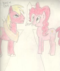 Size: 1677x1982 | Tagged: safe, artist:barryfrommars, big macintosh, pinkie pie, earth pony, pony, male, pinkiemac, rocket, shipping, stallion, straight, traditional art