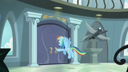 Size: 1920x1080 | Tagged: safe, derpibooru import, screencap, rainbow dash, pegasus, pony, daring doubt, rainbow dash's house, solo, statue