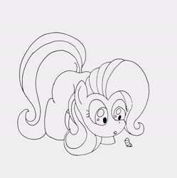 Size: 2374x2387 | Tagged: safe, artist:seenty, fluttershy, insect, pegasus, pony, curious, monochrome, solo