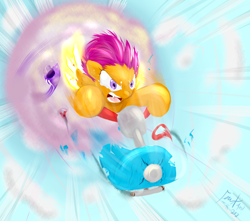 Size: 720x637 | Tagged: safe, artist:frist44, scootaloo, fire, jetpack, solo