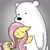 Size: 1024x1024 | Tagged: safe, artist:theartistsora, fluttershy, pegasus, pony, crossover, hug, ice bear, we bare bears