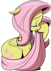 Size: 6993x9682 | Tagged: safe, artist:andypriceart, artist:refro82, idw, fluttershy, pegasus, pony, absurd resolution, crying, eyes closed, female, flower, flower in hair, mare, simple background, sitting, solo, transparent background, vector