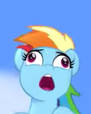 Size: 131x163 | Tagged: safe, derpibooru import, screencap, rainbow dash, pegasus, pony, my little pony: the movie, burp, cropped, derp face, faic, funny, paused moment, solo, wat