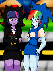 Size: 1132x1532 | Tagged: safe, artist:soul-yagami64, derpibooru import, rainbow dash, twilight sparkle, equestria girls, clothes, cosplay, costume, crossover, shadow the hedgehog, sonic the hedgehog, sonic the hedgehog (series)