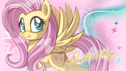 Size: 1920x1080 | Tagged: safe, artist:estories, fluttershy, pegasus, pony, female, mare, solo, wallpaper