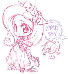 Size: 593x646 | Tagged: safe, artist:mococo, fluttershy, pegasus, pony, clothes, maid, sketch, solo