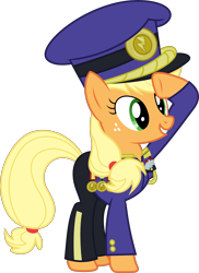 Size: 6000x8248 | Tagged: safe, artist:gamemasterluna, applejack, earth pony, pony, testing testing 1-2-3, .svg available, absurd resolution, ancient wonderbolts uniform, colonel purple dart, simple background, solo, transparent background, vector