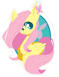 Size: 890x1157 | Tagged: safe, artist:o0scarlett0o, fluttershy, butterfly, pegasus, pony, female, mare, solo