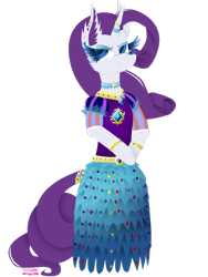 Size: 1024x1365 | Tagged: safe, artist:vanillaswirl6, rarity, pony, semi-anthro, unicorn, bracelet, broach, choker, clothes, colored eyelashes, colored pupils, dress, ear fluff, ear piercing, earring, female, frilly dress, gown, horn ring, jewelry, looking at something, mare, medieval, photoshop, piercing, signature, simple background, solo, tail wrap, transparent background