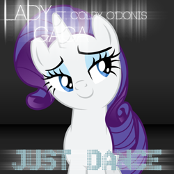 Size: 800x800 | Tagged: safe, artist:penguinsn1fan, artist:stabzor, rarity, pony, unicorn, colby o'donis, cover, just dance (song), lady gaga, parody, solo, song reference