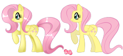 Size: 1212x556 | Tagged: safe, artist:prettywitchdoremi, fluttershy, pegasus, pony, female, mare, pink mane, solo, yellow coat