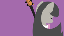 Size: 1920x1080 | Tagged: safe, artist:bluepedro, octavia melody, earth pony, pony, bowtie, bust, cello, eyes closed, female, lineless, mare, minimalist, musical instrument, portrait, purple background, simple background, solo, wallpaper