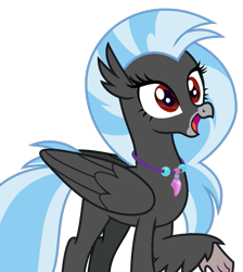 Size: 917x1024 | Tagged: safe, derpibooru import, edit, king sombra, silverstream, classical hippogriff, hippogriff, pony, unicorn, open mouth, palette swap, possessed, recolor, red eyes, simple background, transparent background, vector, vector edit