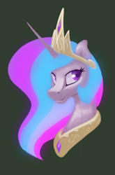 Size: 1267x1920 | Tagged: safe, artist:jykinturah, princess celestia, alicorn, pony, bust, cute, cutelestia, looking back, portrait, simple background, smiling, solo