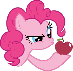 Size: 6127x6000 | Tagged: safe, artist:fluttershy_z, pinkie pie, earth pony, pony, .ai available, absurd resolution, apple, simple background, solo, transparent background, vector