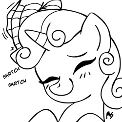 Size: 945x945 | Tagged: safe, artist:megasweet, sweetie belle, filly, monochrome, solo, spider-man