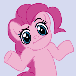 Size: 945x945 | Tagged: safe, artist:megasweet, edit, pinkie pie, earth pony, pony, :i, looking at you, shrug, shrugpony, solo