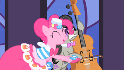 Size: 1280x720 | Tagged: safe, screencap, octavia melody, pinkie pie, earth pony, pony, the best night ever, cello, musical instrument