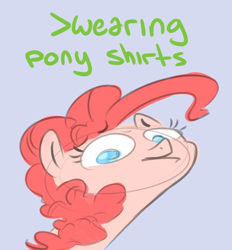 Size: 678x731 | Tagged: safe, artist:nobody, pinkie pie, earth pony, pony, greentext, implying, ishygddt, sketch, solo, text