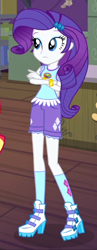 Size: 234x606 | Tagged: safe, screencap, rarity, equestria girls, legend of everfree, boots, bracelet, camp everfree outfits, clothes, cropped, crossed arms, jewelry, shorts, socks, solo