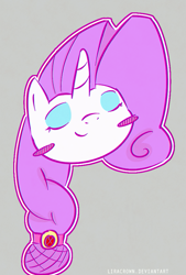 Size: 627x928 | Tagged: safe, artist:liracrown, rarity, pony, unicorn, alternate hairstyle, blushing, disembodied head, gray background, head, simple background, smiling, solo