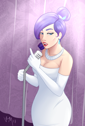 Size: 3079x4544 | Tagged: safe, artist:emberfan11, rarity, human, absurd resolution, clothes, dress, evening gloves, gloves, humanized, long gloves, microphone, solo