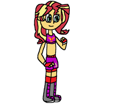 Size: 1095x936 | Tagged: safe, artist:mixopolischannel, sunset shimmer, equestria girls, clothes, exeron fighters, exeron gloves, exeron outfit, midriff, sports bra