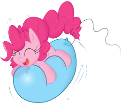 Size: 7446x6330 | Tagged: safe, artist:kired25, artist:leadhooves, pinkie pie, earth pony, pony, absurd resolution, balloon, balloon sitting, bouncing, cute, diapinkes, eyes closed, happy, hug, open mouth, ponk, simple background, smiling, solo, transparent background
