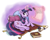 Size: 1280x1026 | Tagged: safe, artist:king-kakapo, derpibooru import, twilight sparkle, unicorn twilight, pony, unicorn, book, carpet, chest fluff, cloven hooves, colored, ear fluff, looking at you, looking back, magic, on side, open mouth, pillow, plot, quill, scroll, smiling, solo, telekinesis, underhoof, unshorn fetlocks, writing