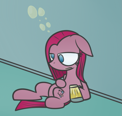 Size: 749x715 | Tagged: safe, artist:mr. rottson, pinkie pie, earth pony, pony, cider, drunk, drunk bubbles, drunkie pie, pinkamena diane pie, sitting, solo