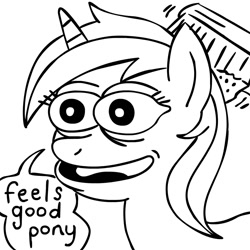 Size: 945x945 | Tagged: safe, artist:megasweet, minuette, crossover, feels good man, meme, monochrome