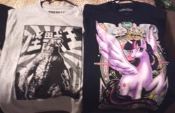 Size: 1280x823 | Tagged: safe, derpibooru import, twilight sparkle, twilight sparkle (alicorn), alicorn, pony, clothes, female, godzilla, godzilla (series), godzilla 2014, mare, t-shirt