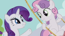 Size: 1136x640 | Tagged: safe, screencap, rarity, sweetie belle, pony, unicorn, forever filly, sisters