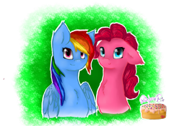 Size: 3496x2480 | Tagged: safe, artist:moon-wing, derpibooru import, pinkie pie, rainbow dash, earth pony, pegasus, pony, bust, female, mare, needs more saturation, portrait, transparent background