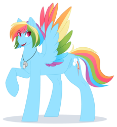 Size: 2036x2200 | Tagged: safe, artist:purplegrim40, derpibooru import, rainbow dash, pegasus, pony, colored wings, colored wingtips, female, mare, multicolored wings, rainbow wings, smiling, solo, whistle