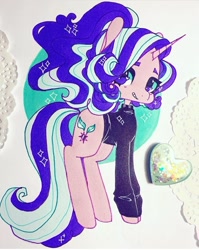 Size: 720x905 | Tagged: safe, artist:dollbunnie, starlight glimmer, unicorn, clothes, eyebrows, eyelashes, instagram, marker drawing, smiling, solo, sweater, traditional art