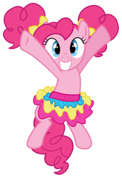 Size: 696x1010 | Tagged: safe, artist:bananasplitzel, pinkie pie, earth pony, pony, alternate hairstyle, cheerleader, cheerleader pinkie, clothes, hilarious in hindsight, pigtails, skirt, solo