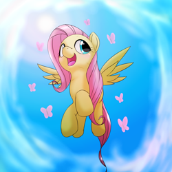 Size: 1000x1000 | Tagged: safe, artist:ushiro no kukan, fluttershy, pegasus, pony, female, mare, pink mane, solo, yellow coat