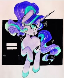 Size: 720x880 | Tagged: safe, artist:dollbunnie, starlight glimmer, unicorn, equality, evil starlight, eyebrows, eyelashes, marker drawing, smiling, solo, traditional art