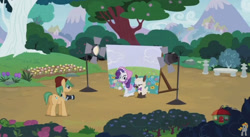 Size: 844x462 | Tagged: safe, screencap, rarity, snapshot, sweetie belle, pony, unicorn, forever filly, clothes, costume, photo shoot, sheepie belle