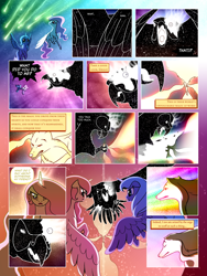 Size: 900x1200 | Tagged: safe, artist:arofatamahn, princess celestia, princess luna, oc, oc:gralo, oc:nahmat, alicorn, pony, comic:the night the magic died, comic