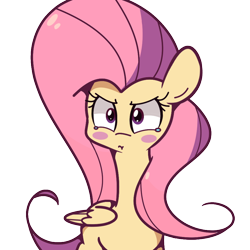 Size: 900x900 | Tagged: safe, artist:turtlefarminguy, fluttershy, pegasus, pony, :t, angry, blushing, solo