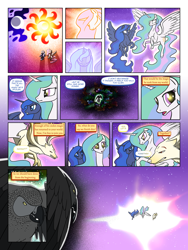 Size: 900x1200 | Tagged: safe, artist:arofatamahn, princess celestia, princess luna, oc, oc:gralo, oc:nahmat, alicorn, pony, comic:the night the magic died, comic