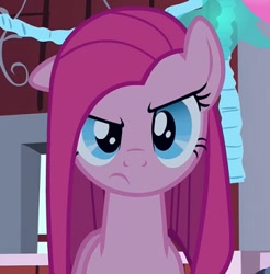 Size: 383x390 | Tagged: safe, screencap, pinkie pie, earth pony, pony, party of one, pinkamena diane pie, solo