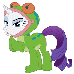 Size: 8000x8000 | Tagged: safe, artist:paganmuffin, rarity, pony, unicorn, forever filly, absurd resolution, animal costume, clothes, costume, faic, female, frog costume, looking at you, mare, ribbity, simple background, solo, transparent background, vector